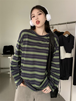 Classic and Versatile Spring Striped Women's T-shirt Kawaii Summer Long Sleeved Shirt Korean Women's Oversized Cool Top T-shirt