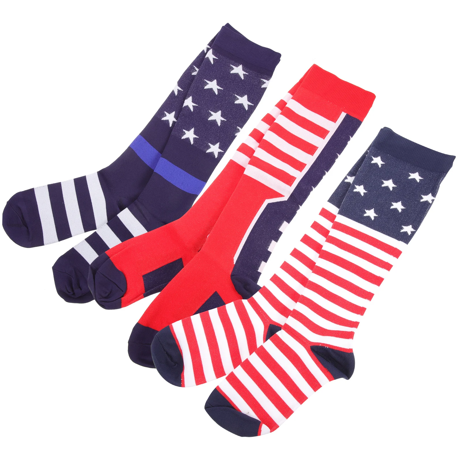 

3Pairs American Flag Print Socks Extra Soft Elastic Knit Warm Legwear for Cold Weather Daily Wear Gym Running Unisex Style
