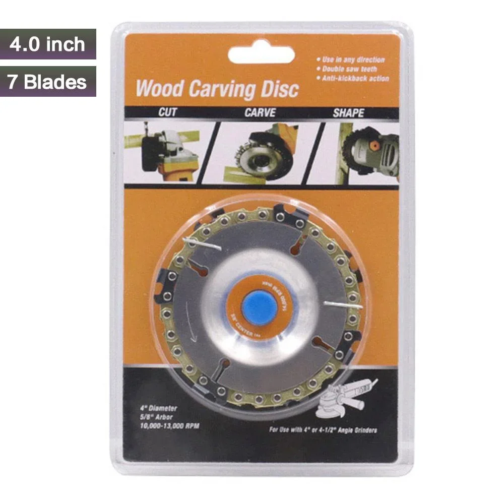 STONEGO Wood Carving Disc Woodworking Chain Grinder Saws Plate Tool for Angle Grinder 4.5 Inch
