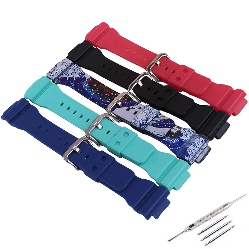 16 мм мужской полимерный ремешок для часов, аксессуары, совместимые с Casio GBA-800 GBD-800, женский резиновый спортивный браслет с пряжкой