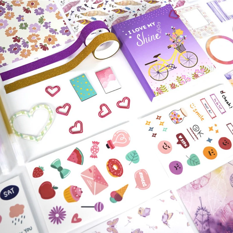 Kinderhandboek 180 stuks bloemstickers doe-het-zelf materialen plakboek handboek set ambachten handgemaakt speelgoed kinderen verjaardag meisjes geschenken