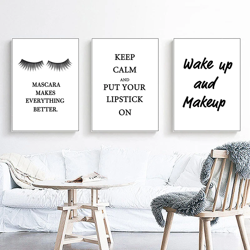 

3Pcs/Set Nail Salon Eyelash Text Canvas Posters Printed Picture Wall Art Decoration Modern Living Room Bedroom Home Decoration
