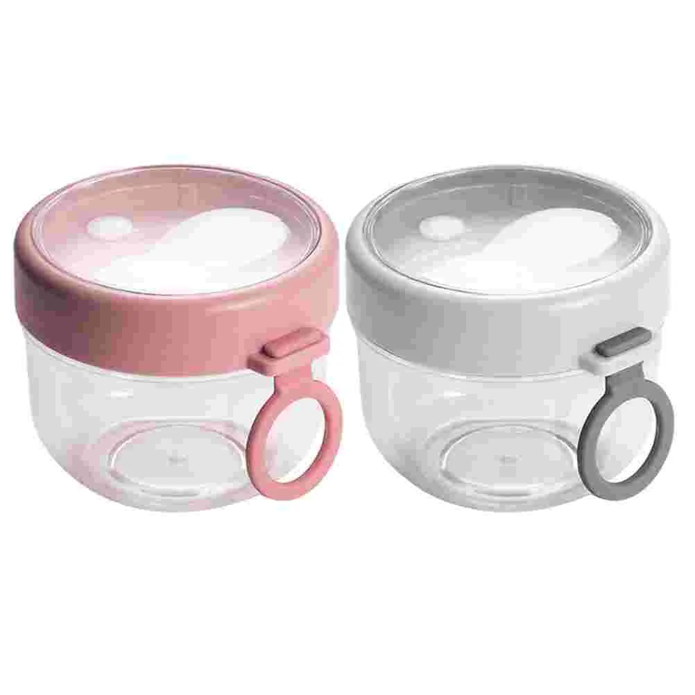 

2 Pcs Salad Cup Oatmeal Container Bowls with Lids Small Airtight Jar Pickle Fork