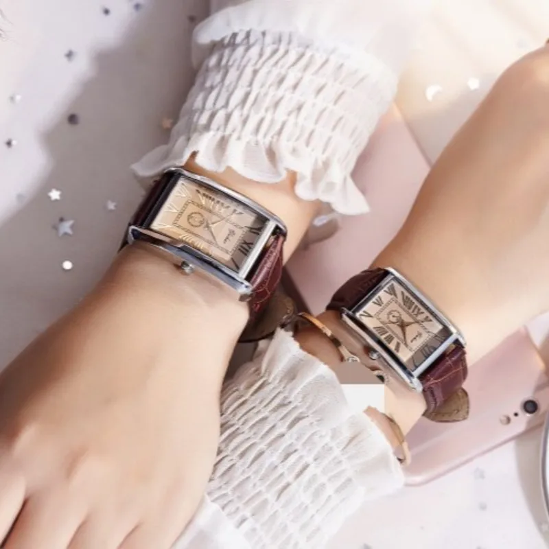 Couple Luxury Quartz Watch, Rectangle Dial Gift