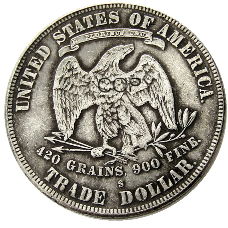 US 1876 P/S/CC/SC Trade Dollar Silver Plated Copy Coin