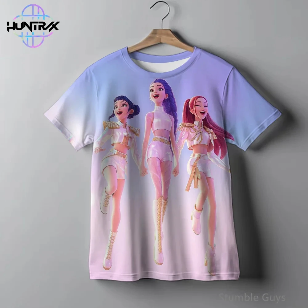 

3D Cartton Print Short Sleeve Anime Clothes Kids Casual Fashion Kpop Demon Hunters Summer Boys Girls T-Shirt Tops Clothing