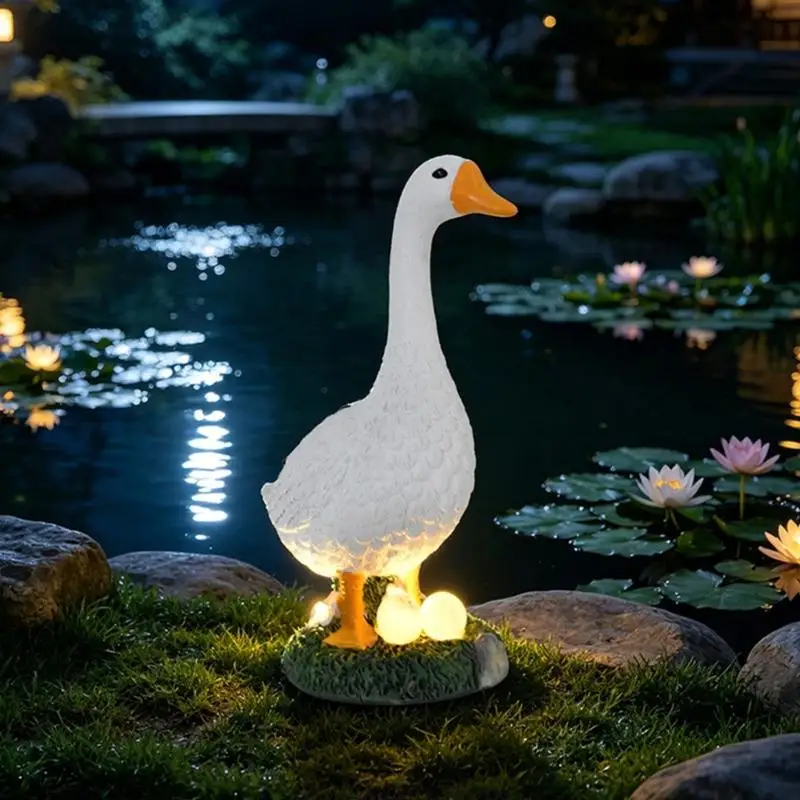 Solar Garden Geese Statue with Light for Lawn and Entryway Display 3XUF