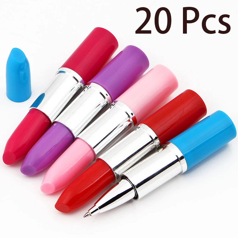 

20 Pcs Plastic Lipstick Shaped Pens Ball Pens