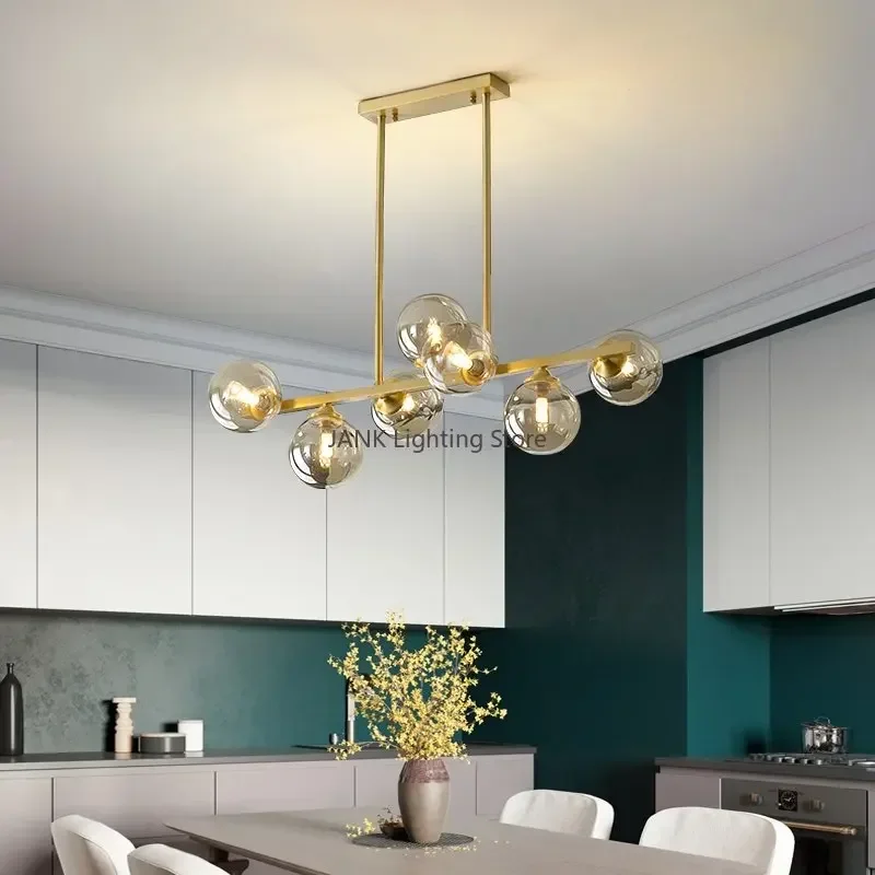 Imagem -02 - Bola de Vidro Pure Copper Pendant Chandelier Nordic Magic Bean Iluminação Led Interior Sala de Estar e Quarto Decoração de Casa