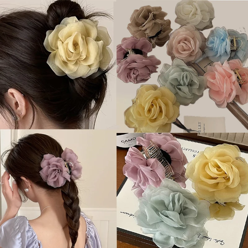 

Заколка для волос с цветком, камелия, супер фея, женская заколка на затылке, головной убор, изысканная высококачественная заколка в виде акулы, красивый аксессуар для волос