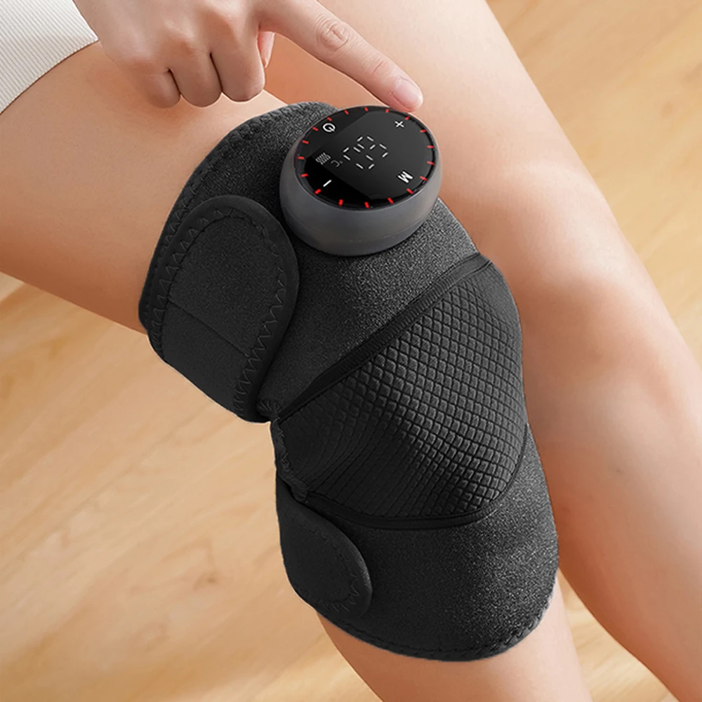 New 3in1 Electric Heated Knee Massager Shoulder Brace 5 Levels Vibration Massage Black Support Strap warm Compress Joint Protect