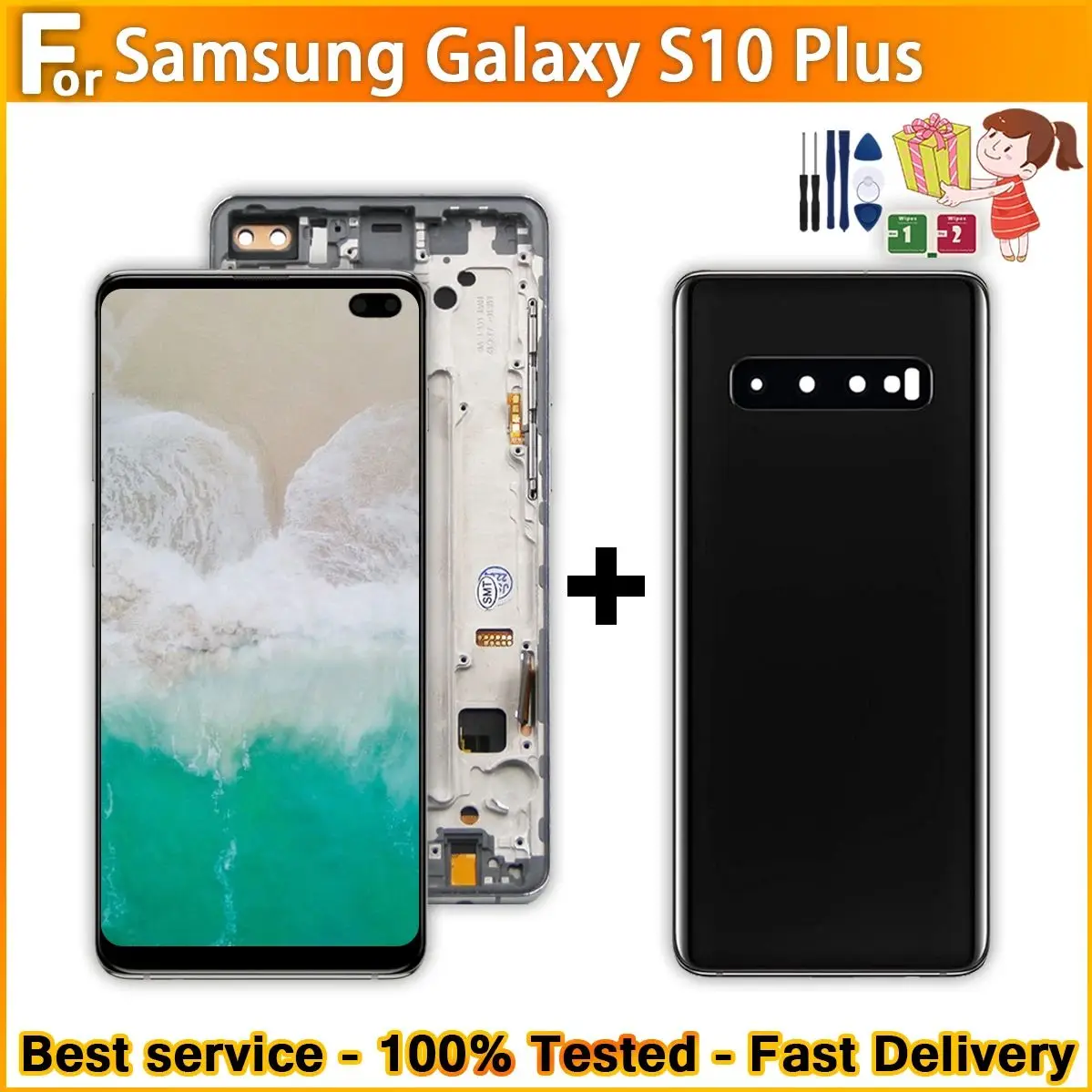 TFT For Samsung Galaxy S10 Plus SM-G9750 G975F Lcd Display Touch Screen Digitizer for Samsung Galaxy S10plus LCD With Frame