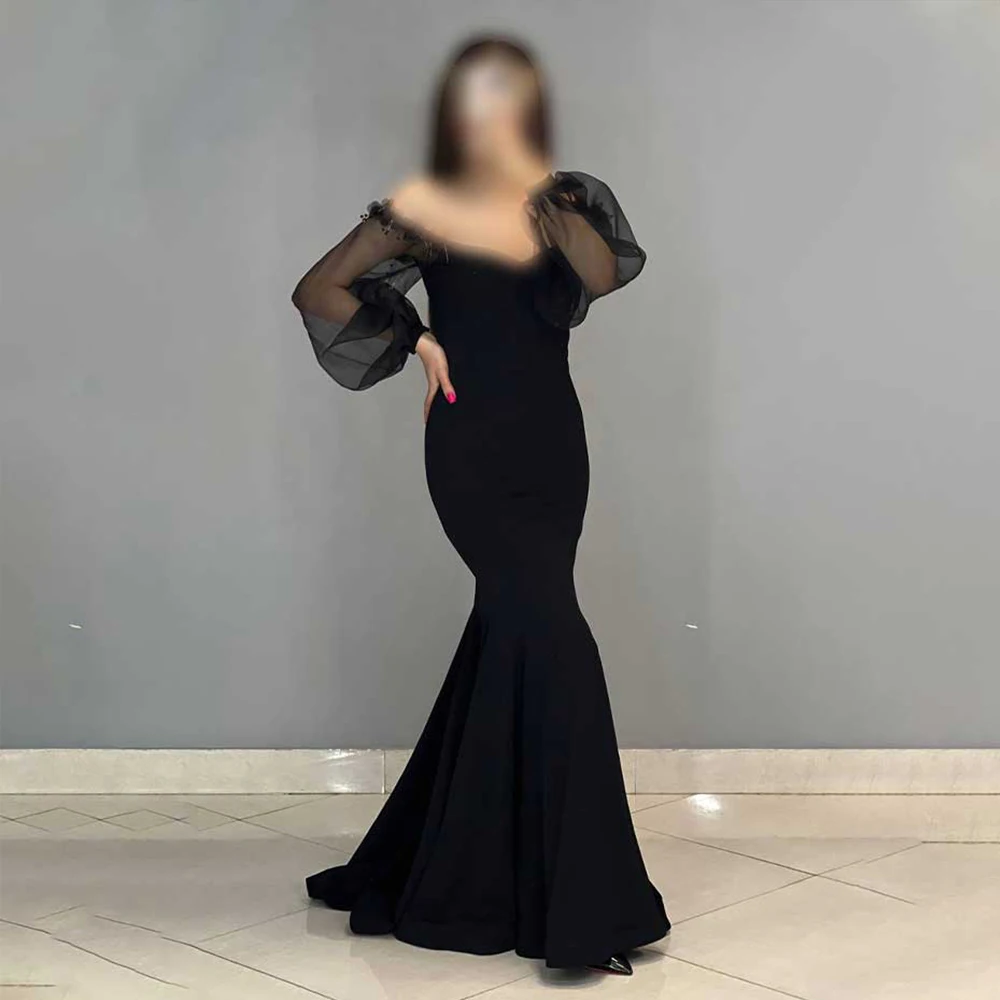 

High Quality Evening Dresses For Women V-Neck Off The Shoulder Prom Dress Jersey Mermaid Sweep Train Customized Robe De Soiree