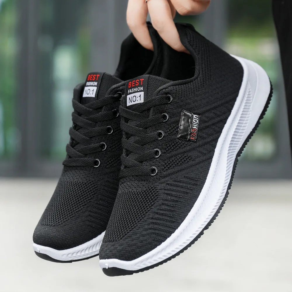 Men's woven mesh sports single shoes with comfortable, breathable and trendy casual running shoes
