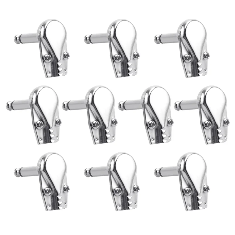 

A99I-10Pcs 90Degree Right Angle 6.35 Mm Mono 2 Pole Jack Plug 6.35Mm Guitar Phono Pancake 1/4 Inch Connector