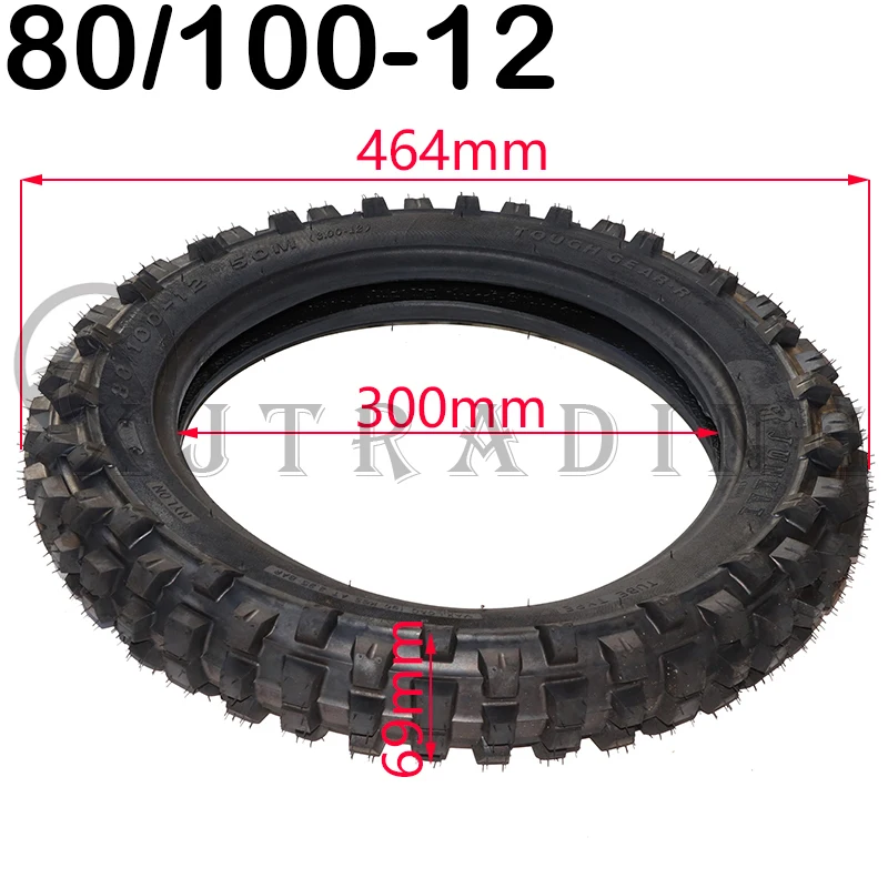 Motorcycle 12 inch Rear Wheel Off Road Tire 80/100-12 (3.00-12)  Out Tyre Inner Tube for Kayo BSE Motocross Dirt Pit Bike parts