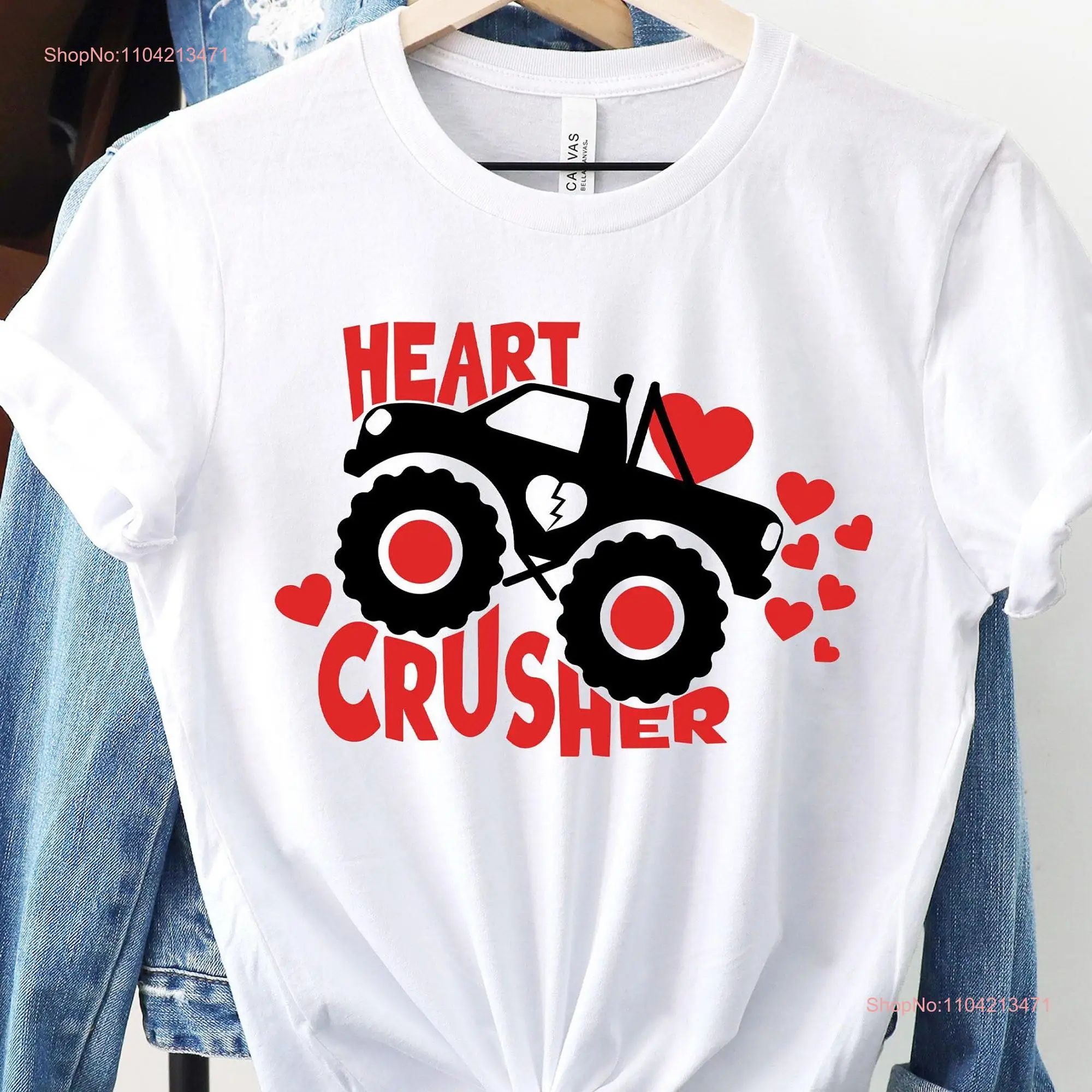 Heart Crusher T Shirt Truck Valentines Day Valentine's Monster long or short sleeves