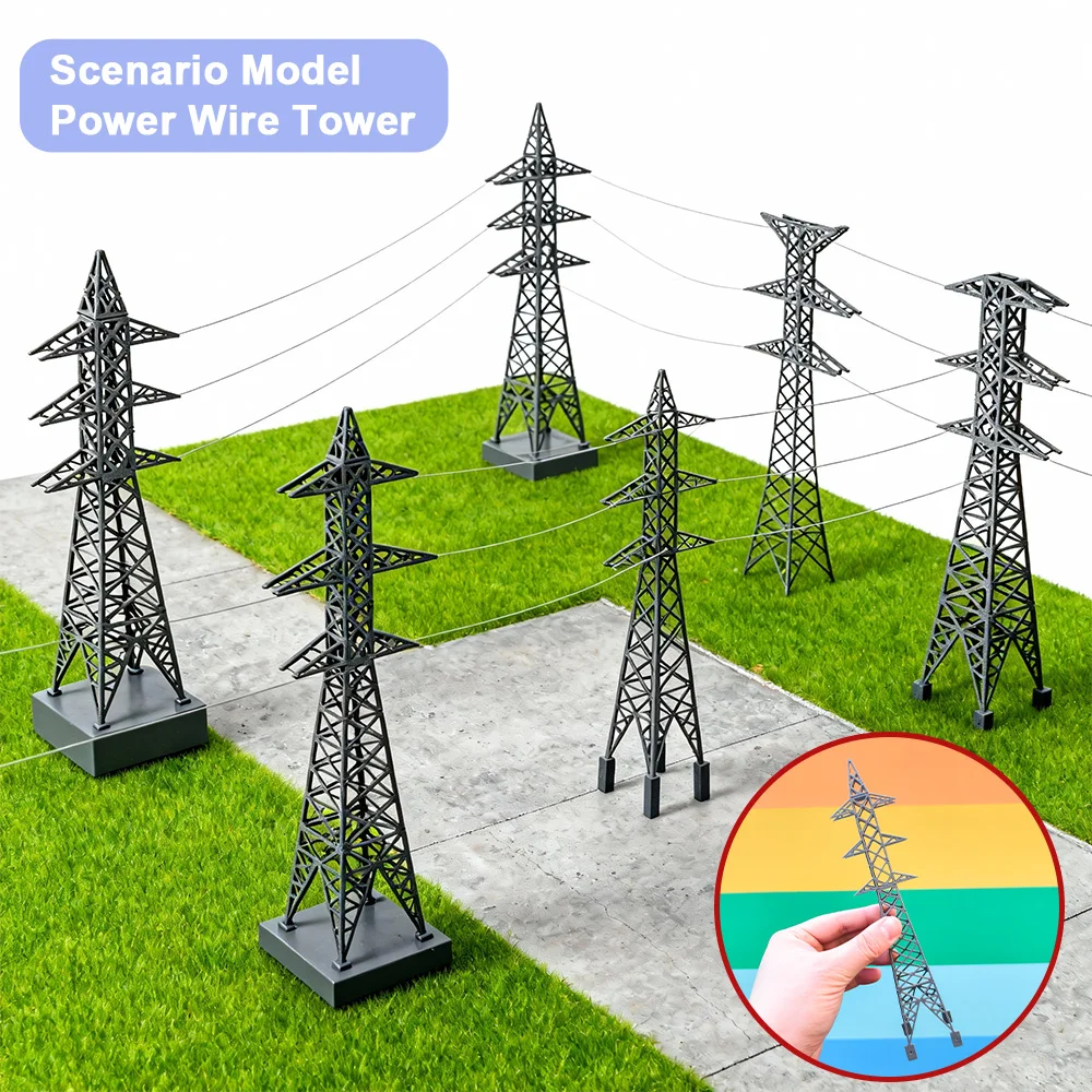 Mini Model Electric Power Tower 1:150/1:200 ABS High Voltage Tower Modeling Railway Train Sand Table Scene Layout Assembly Toys