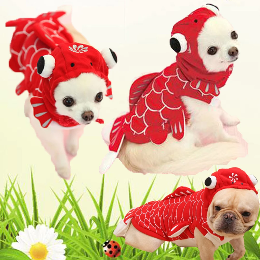 

Dog Costume Goldfish Transformation Outfit Pet Dog Clothes Fashionable Halloween Doctor Uniform Cat Clothes Soft Coral Fleece