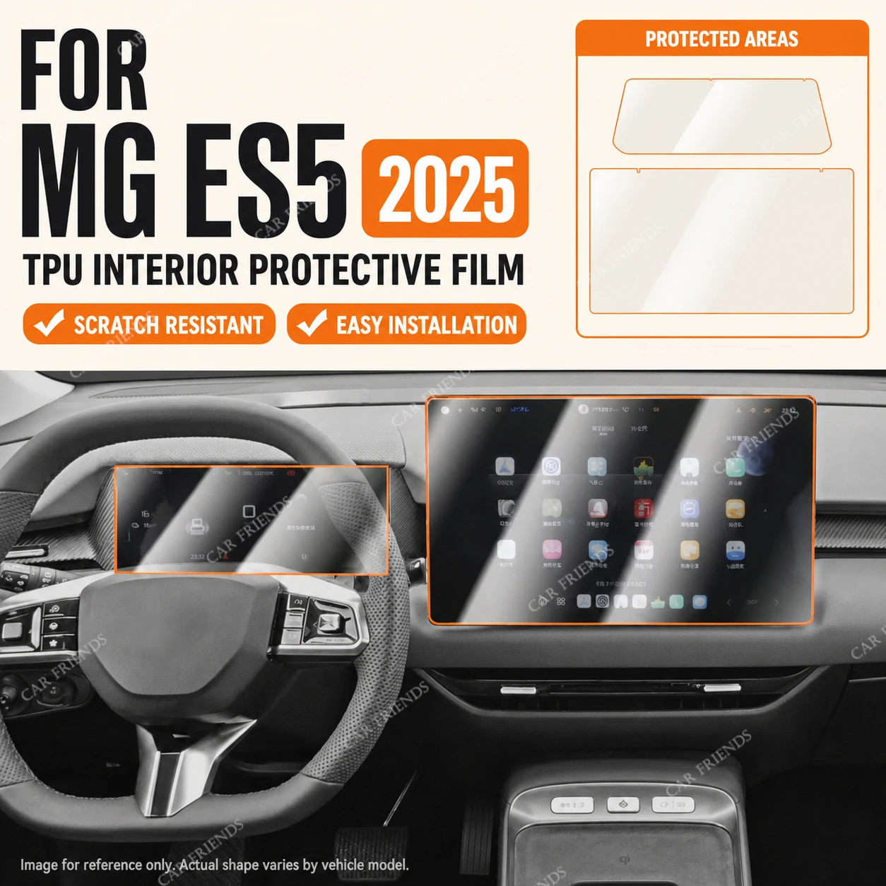 Compatible with MG ES5 2025 Transparent TPU Interior Trim Protective Film Dashboard Screen Car Panel Anti-Scratch Cover Sticker