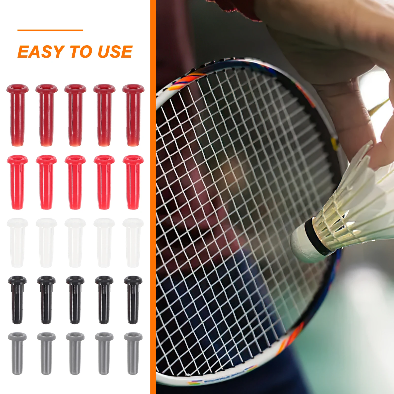 

1Pack Racket String Protector Tube Heavy Duty Nylon Badminton Racket Guard with Holes Secure String Attachment No
