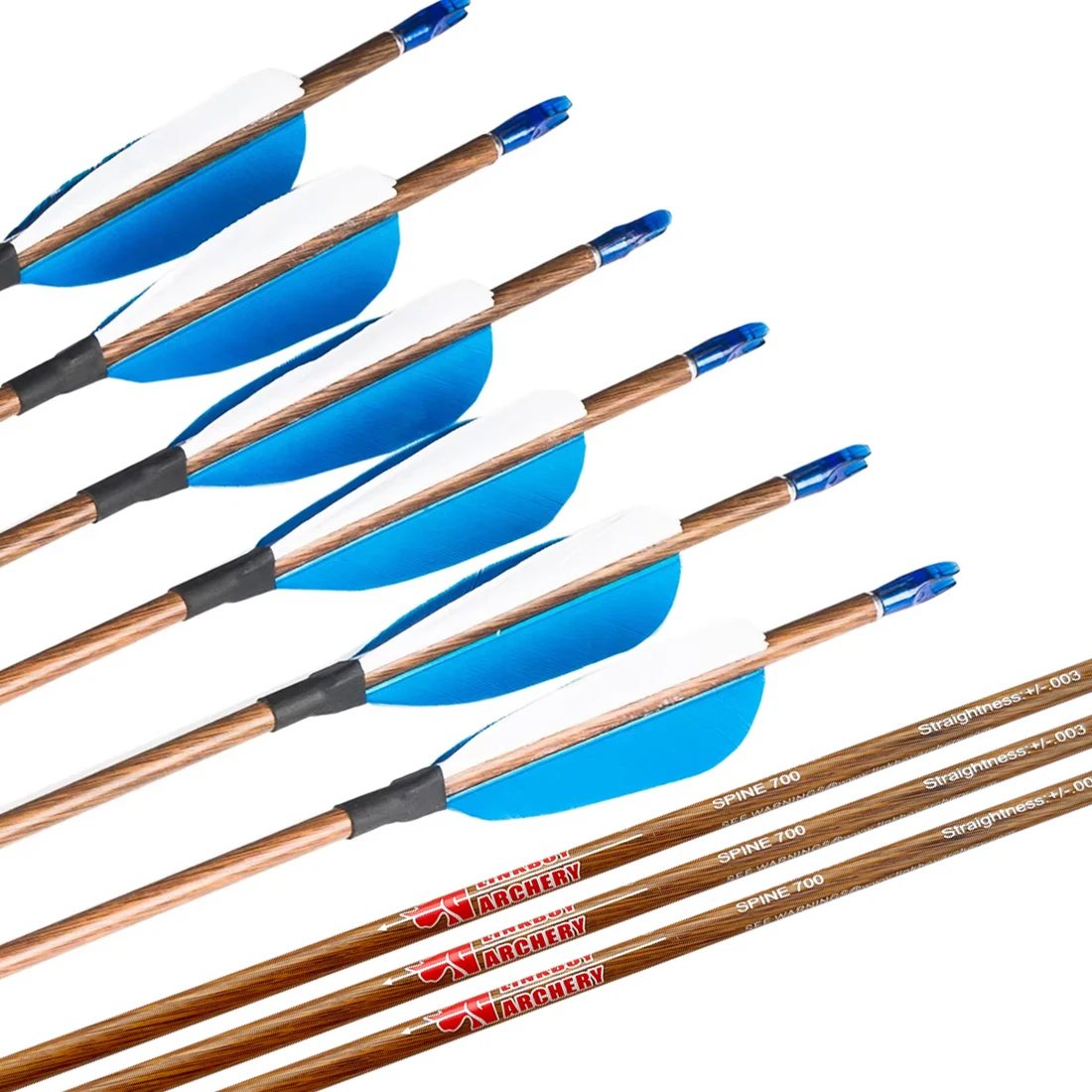 

12pcs Linkboy Archery Carbon Arrow ID4.2mm Sp500 600 700 800 3inch Turkey Feather Recurve Bow Traditional Bow Shooting