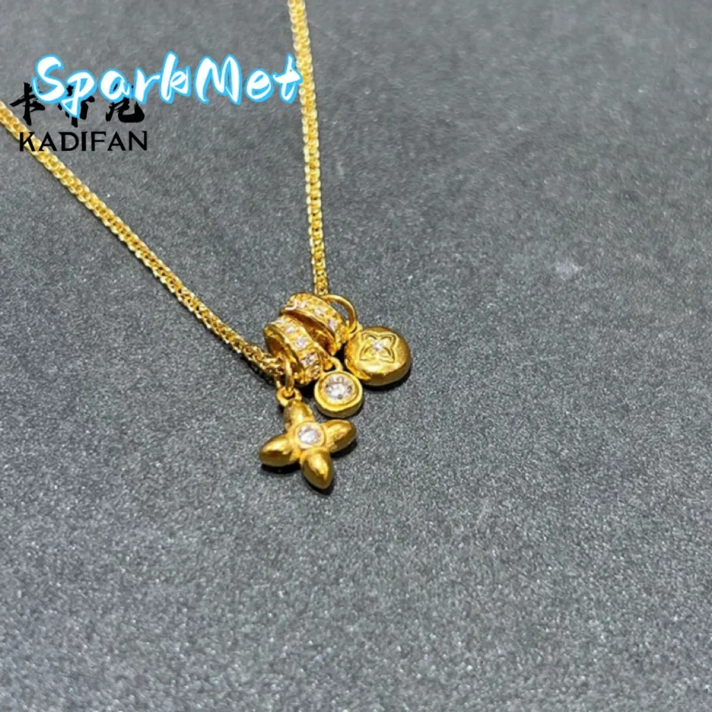 

Sparkmet9999 24K real gold hot star necklace for women niche light luxury high-end golden necklace gift for girlfriend
