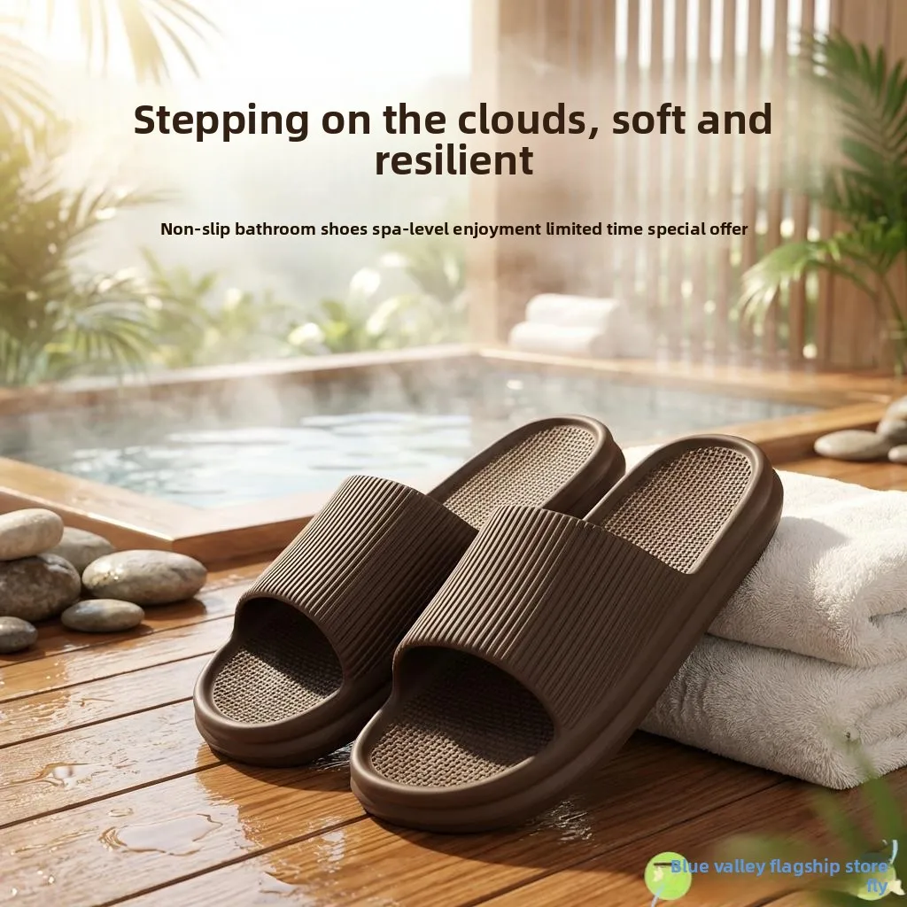 

Unisex Anti-Slip Soft Bottom EVA Slippers Indoor Home Bathroom Bathing Summer Seasonal Fluffy Valley Brand Simple Style