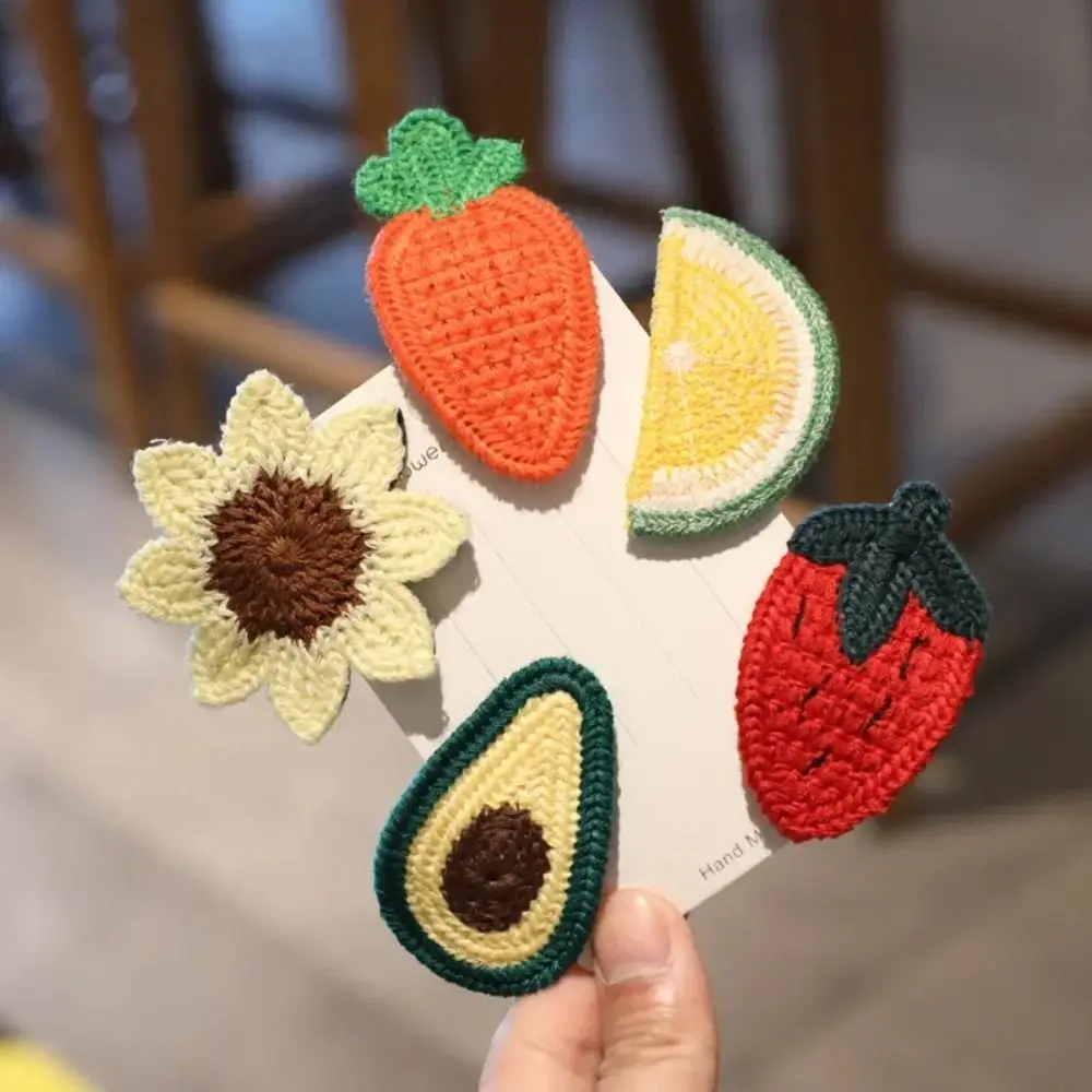 

New Knitted Plush Cartoon Fruit Hairclips Colourful Embroidery Bangs BB Clip Children's Hair Clip