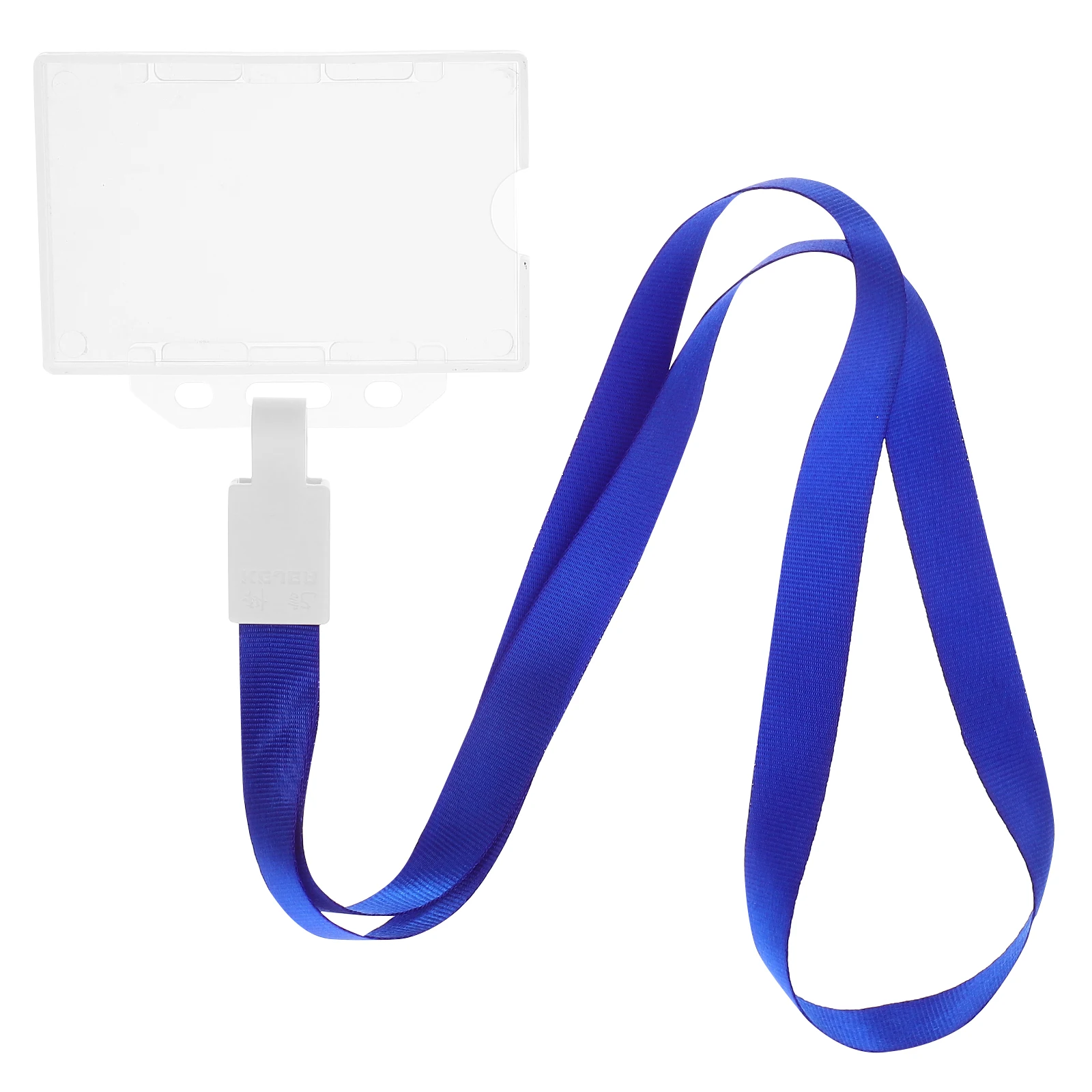 

Double Sided Clear Badge Holder Horizontal Card Sleeves 1.5 Elastic Lanyard Blue T 327H T 1528 ID Credit School Office Cards