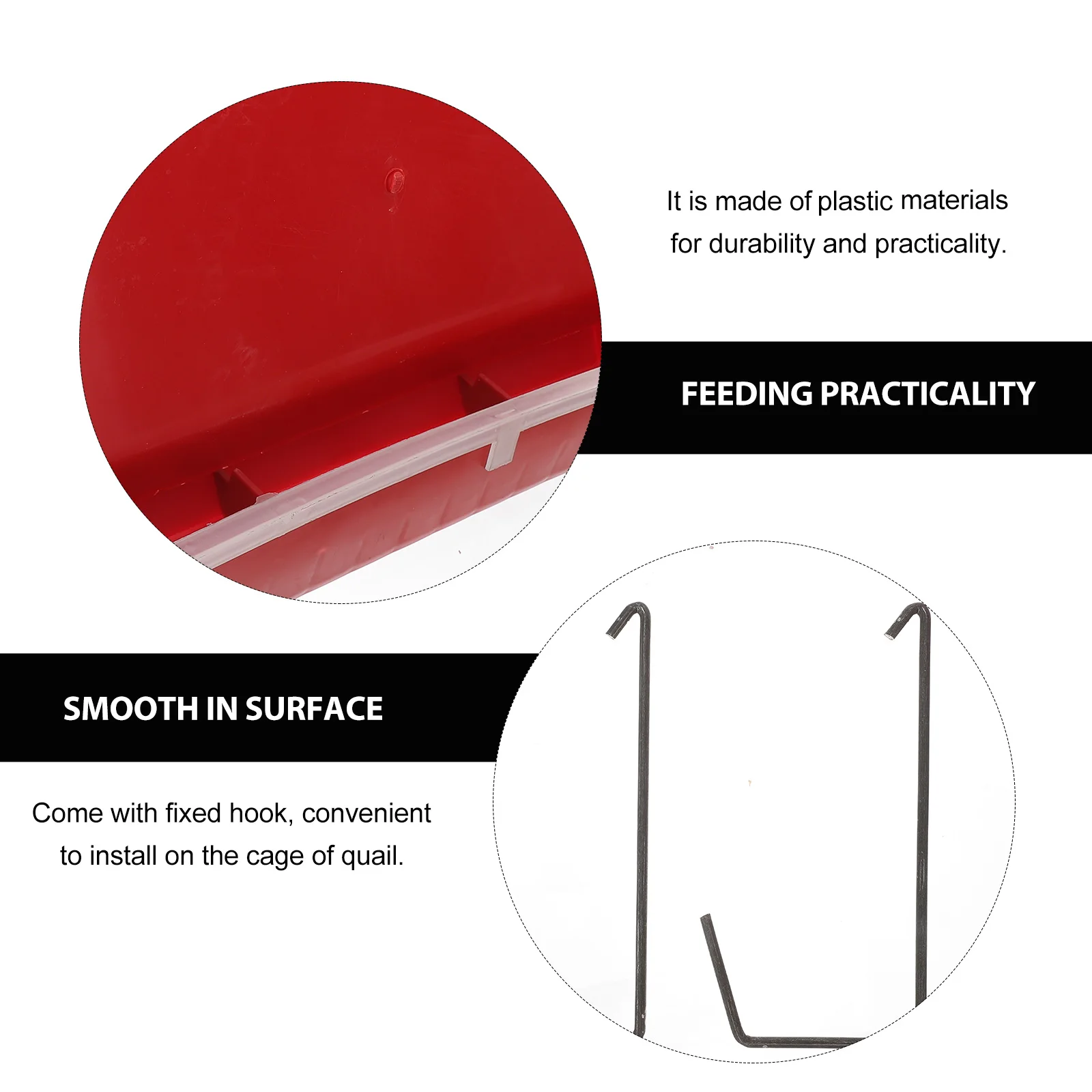 

1Pcs Automatic Feeder for Quail Smooth Easy Clean Poultry Feeding Tool with Fixed Hook Compatible with Chicken Pigeon Cage