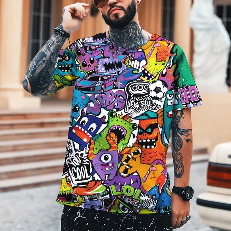 

Hip-hop Graffiti Art 3d Printed Plus-size Men's T-shirt Sport Quick Drying Breathable Outdoor Street Fitness Casual Short Sleeve