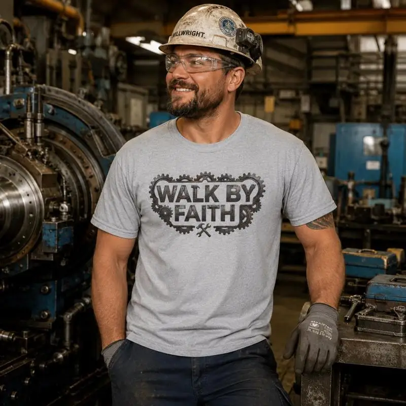 Christian Millwright Walk By Faith Industrial Maintenance T-Shirt