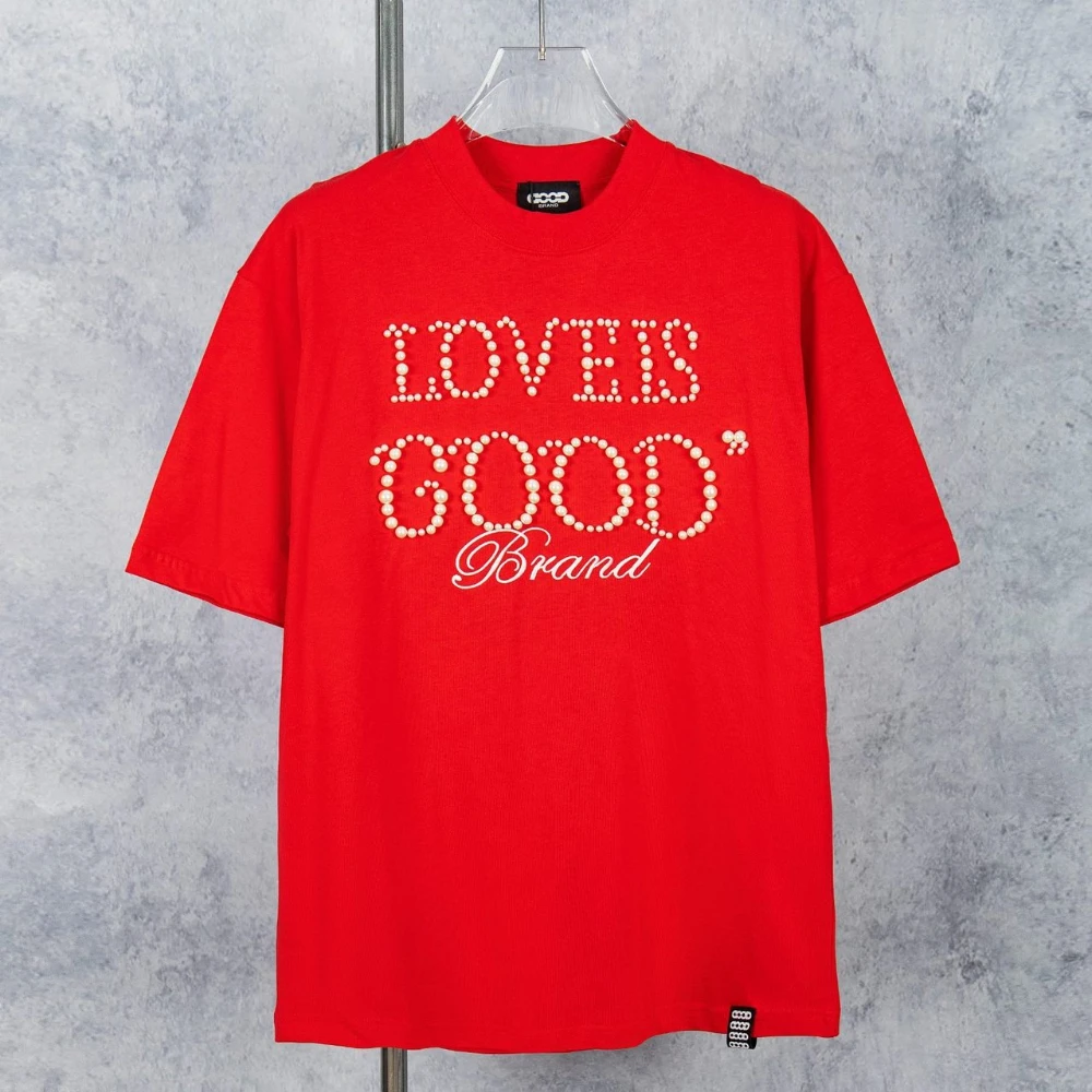 

2026 Goodbrand Fashion Summer Beaded Slogan LOVEI Casual Unisex Couple T-Shirt