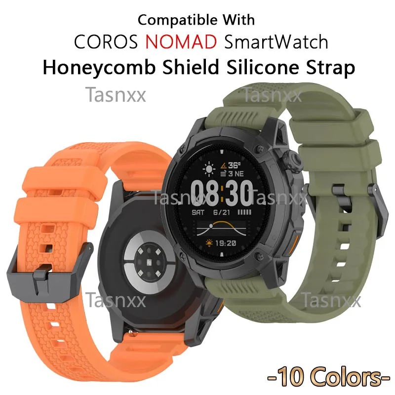 For COROS NOMAD Apex 4 46mm Watch Honeycomb Shield Watch Strap Ultra Light Anti Slide Matte Belt Fluororubber Release Wristband