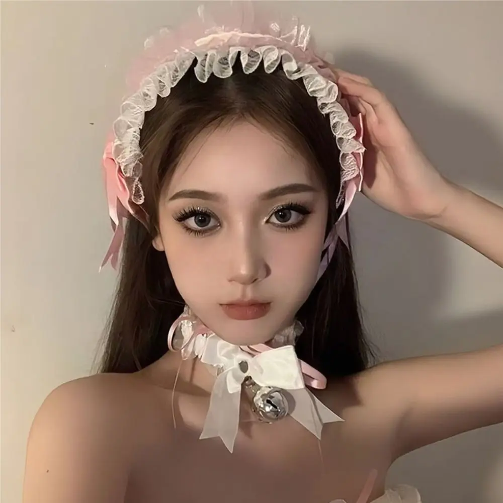 

Sweet Lolita Lace Headband Jk Ribbon Bow Ruffled Hairband Kawaii Hair Accessories Anime Maid Cosplay Headdress