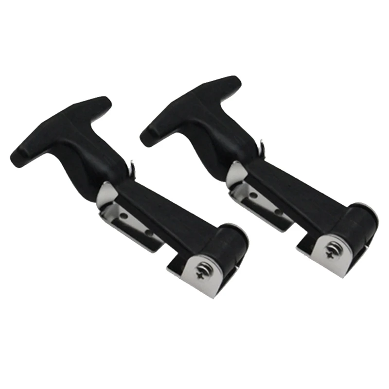 

2Pcs Stainless Steel Rubber Hood Catch Flexible T-Handle Hasp Rubber Flexible Draw Latches Accessories With Brackets Tool Box