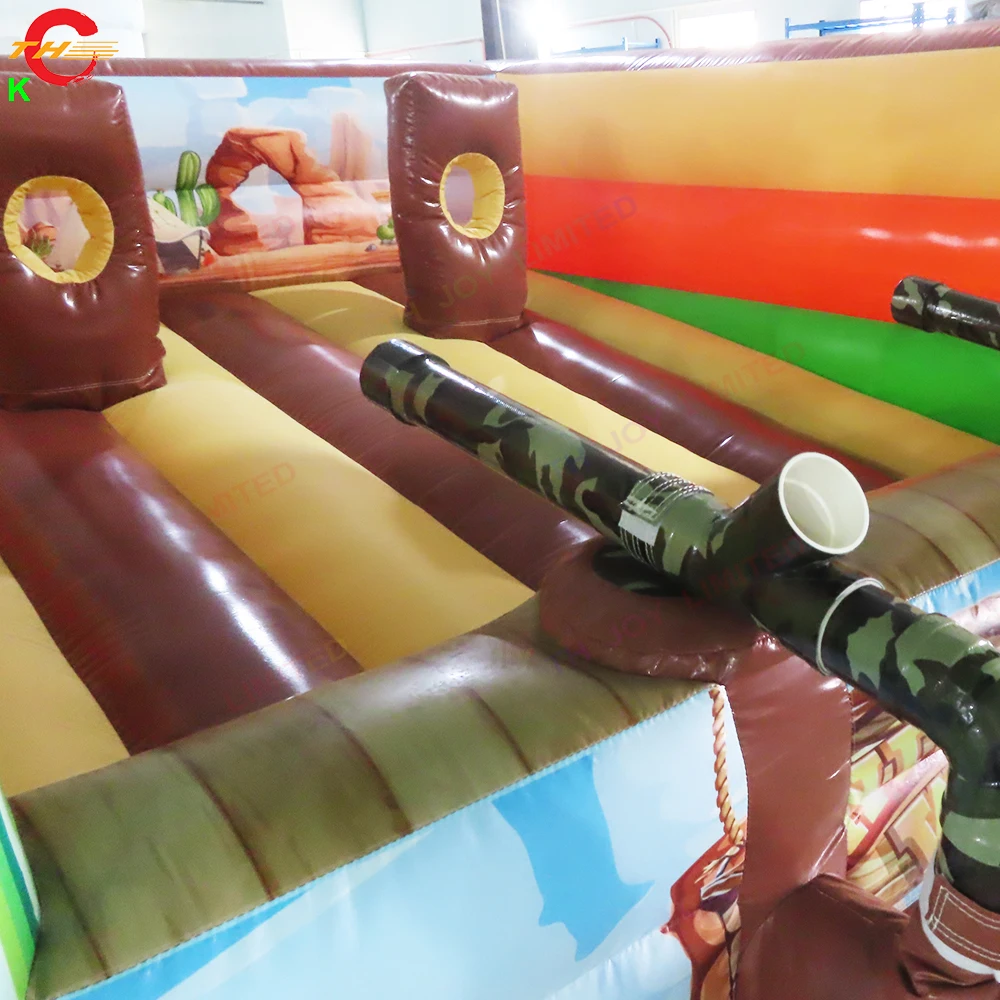 Navio de ar rápido 4.5x3.5x2.6mh west tema cactus bola arma jogo de tiro inflável carnaval brinquedos com ventilador para aluguel de festa