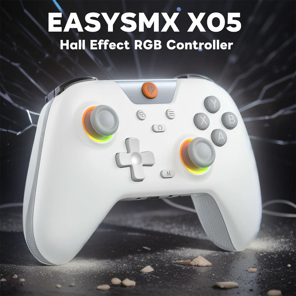 EasySMX X05 Wireless Gamepad, RGB Bluetooth Gaming Controller for PC/Phone/Switch/ Steam/TV, Hall Joysticks Effect