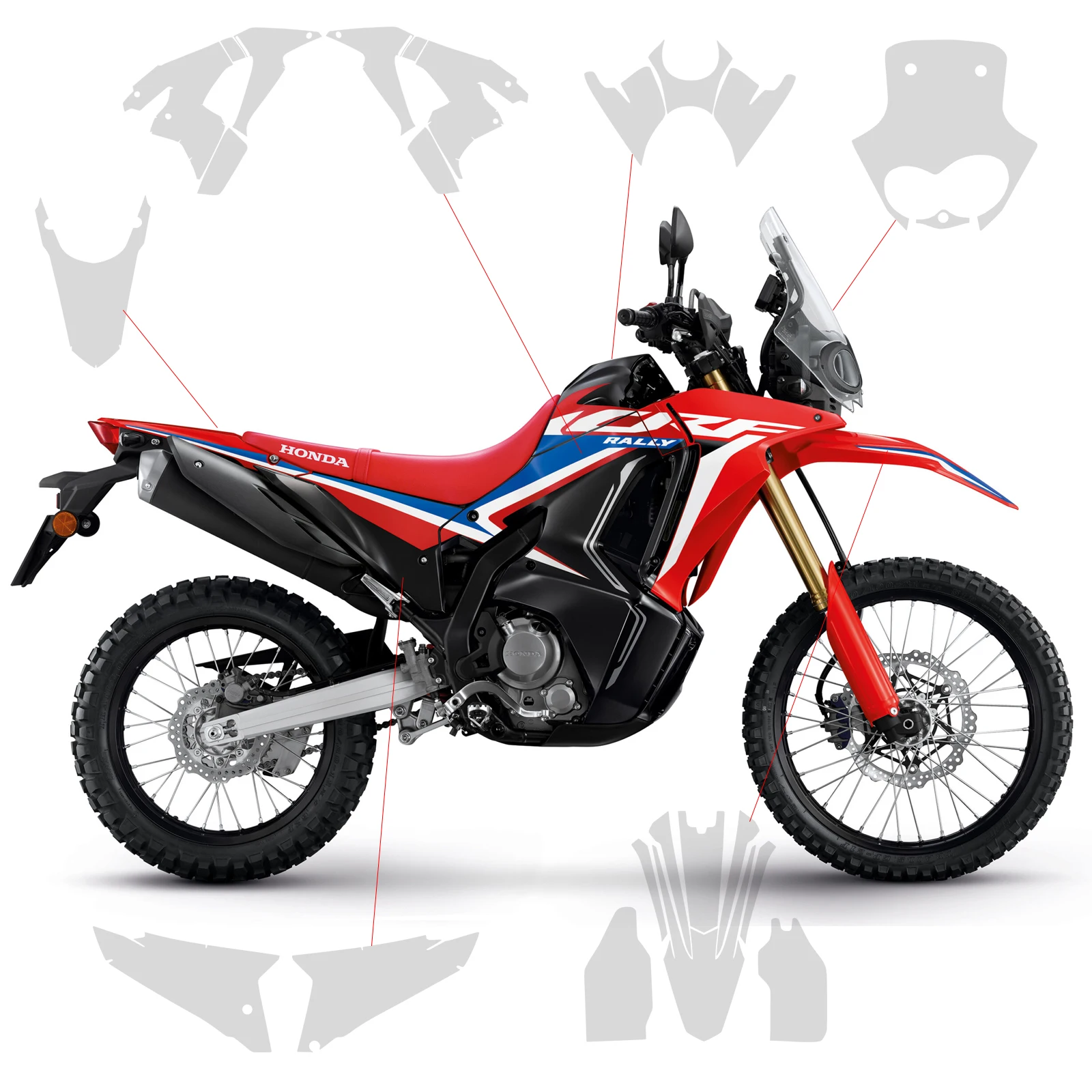 Anti-scratch TPU For Honda CRF 300L Rally Paint Protection Flim CRF 250 Rally PPF Motorcycle Windshield Protective 2021-2024