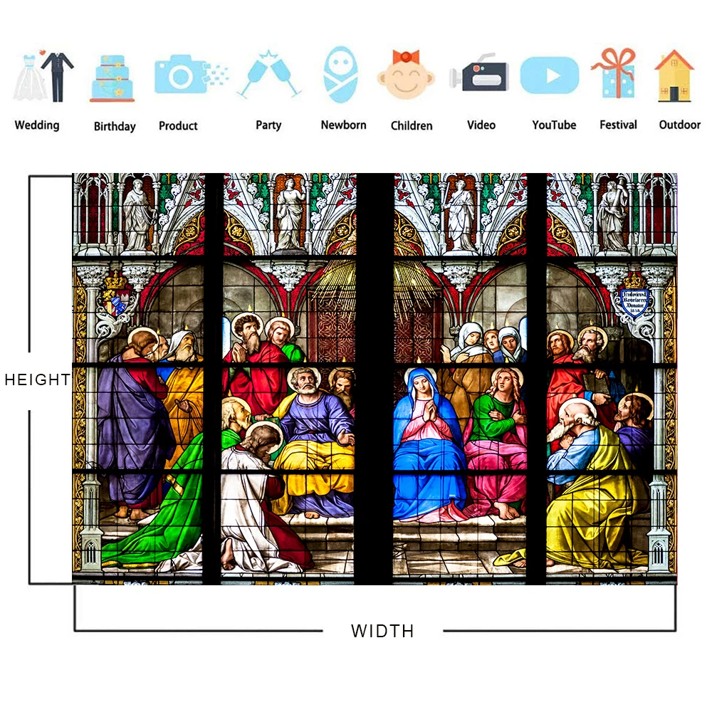 Bonvvie Photography Backdrop Stained Glass Window Church Pentecost Theme Children Photocall Background For Photo Studio Props