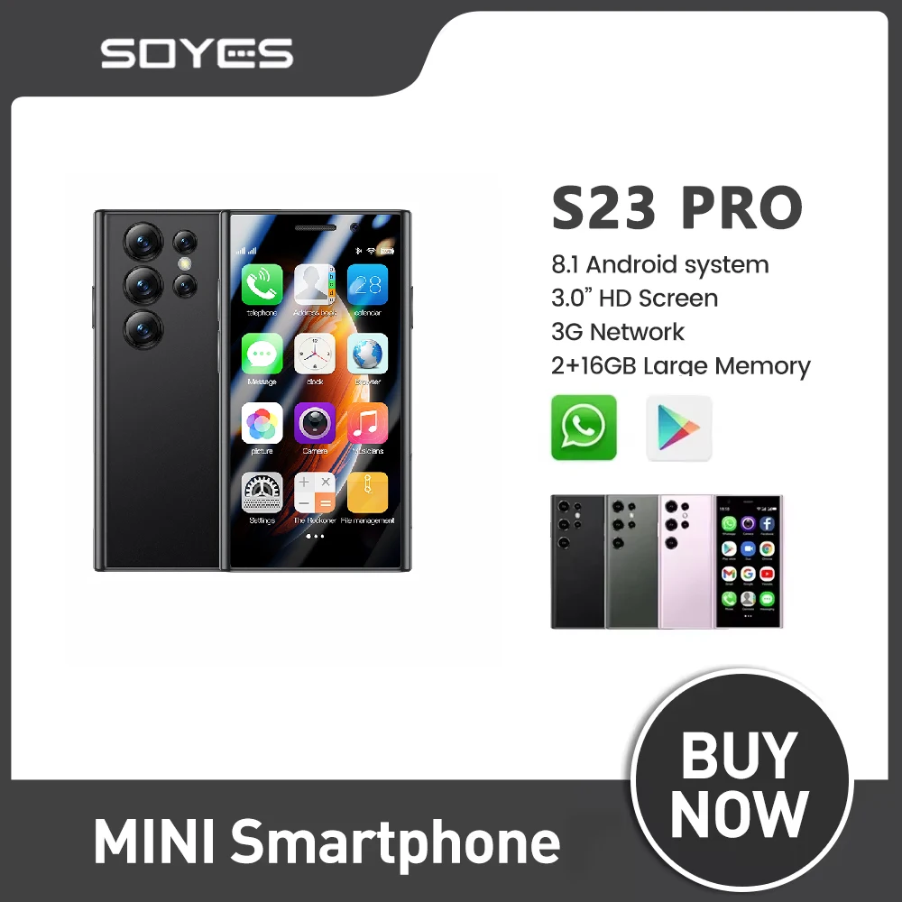 SOYES S23 Pro Mini Smartphone Android 8.1 2GB+16GB Dual SIM 3.0 Inch 1000mAh 3G Mobile Phone 1000mAh Small Super Mini Cellphone