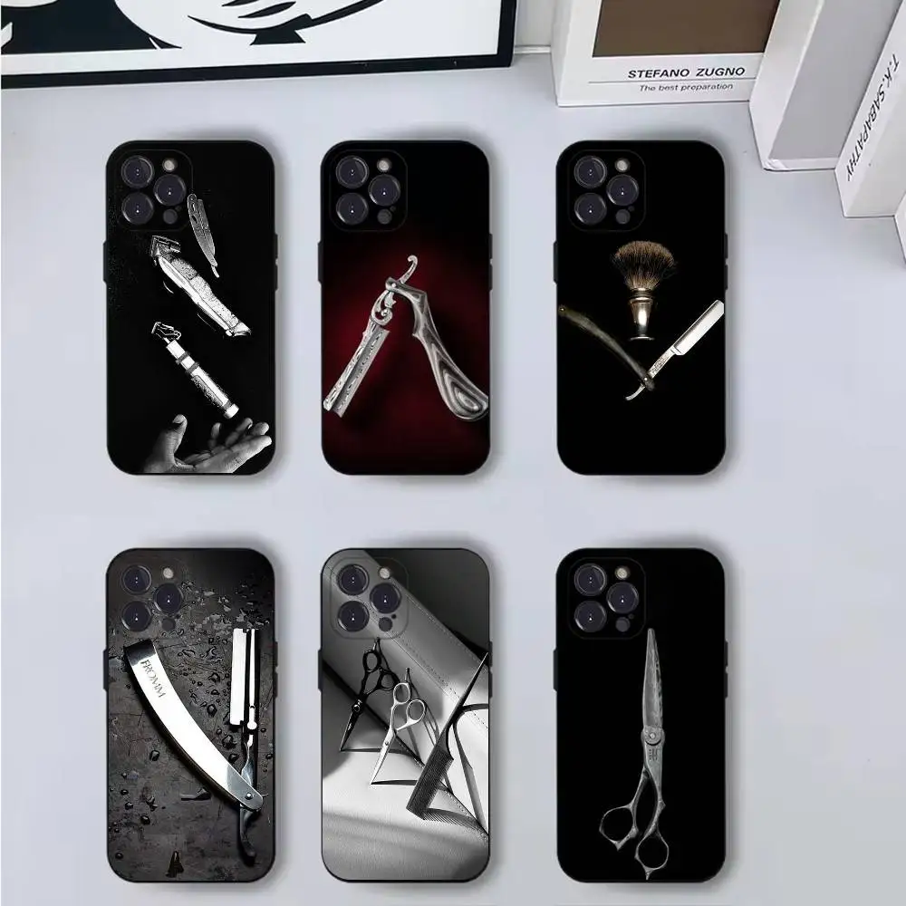 

Barber Shop Hair style tools Phone Case Phone Case For iPhone 16,15,14,13,12,11,Pro,X,XS,Max,XR,Plus,Mini Soft Black Cover