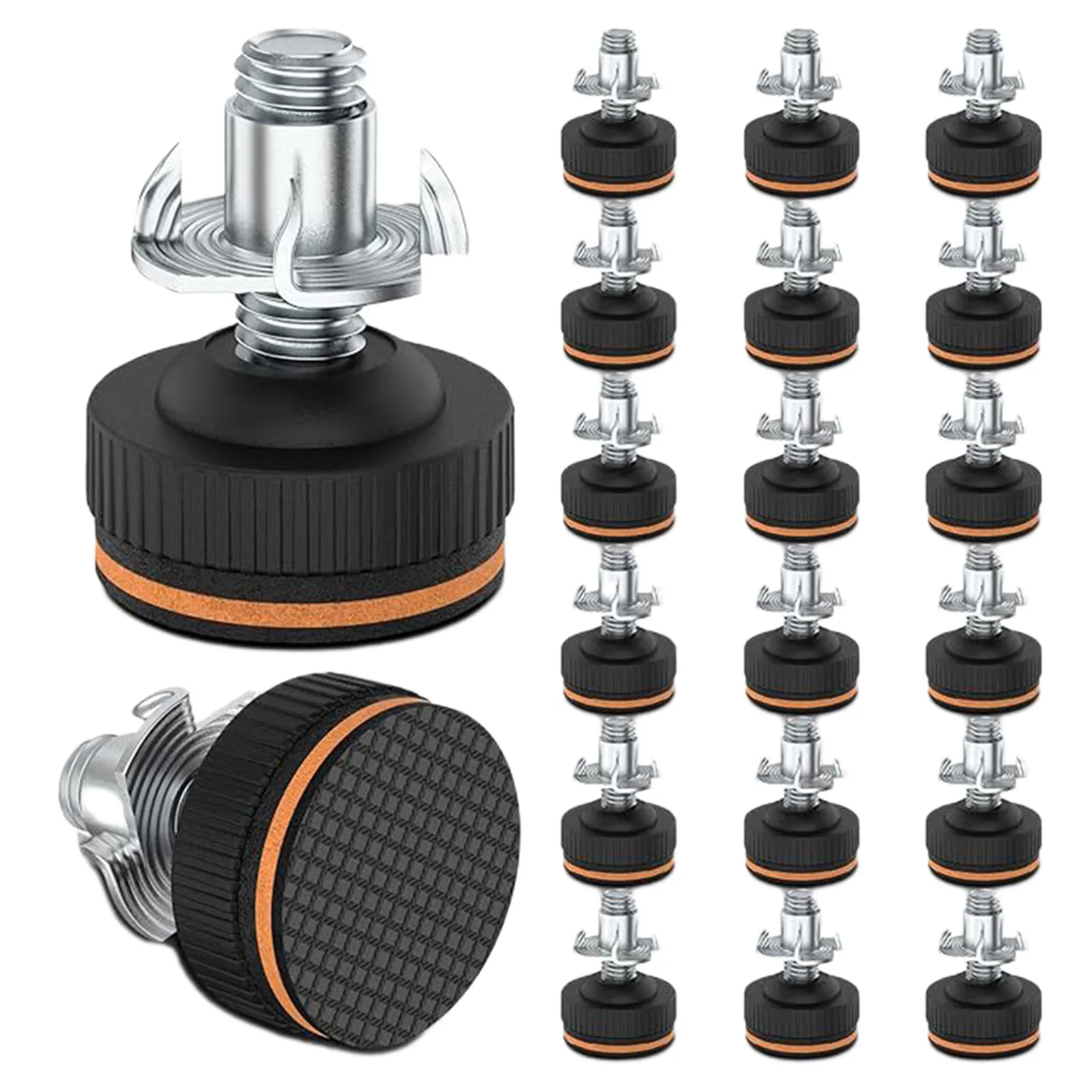 20Pcs Adjustable Furniture Levelers With Floor Protectors 3/8 Inch Zinc Alloy Legs For Tables Chairs Cabinets Beds