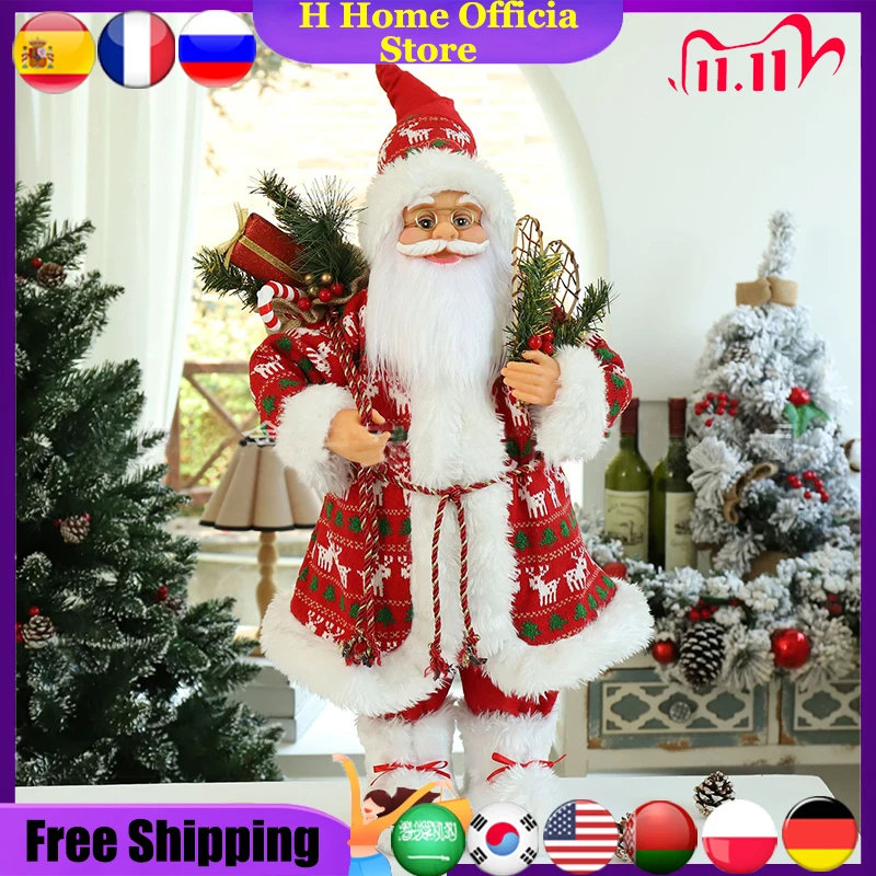 escultura 2022 Decorações de Natal 30/45/60cm Bonecos Papai Noel Estatueta Decoração de Férias Acessórios de Mesa Decoração de Casa de Sala Escultura decoração para casa luxo atacado Dropshopping Envio Grátis