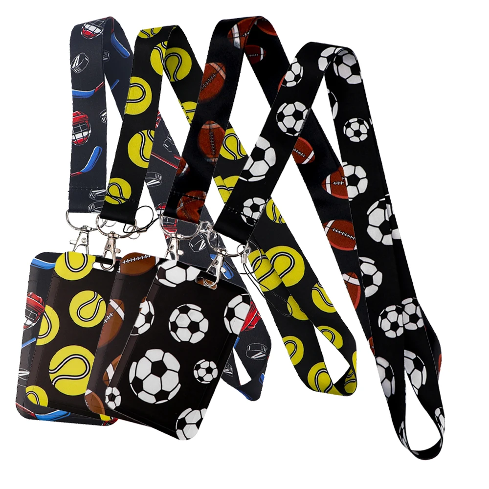 

Football Print Webbing Lanyard Keychain Cute Ribbon Hang Rope Keyring Mobile Phone Charm Neck Straps Key Ring