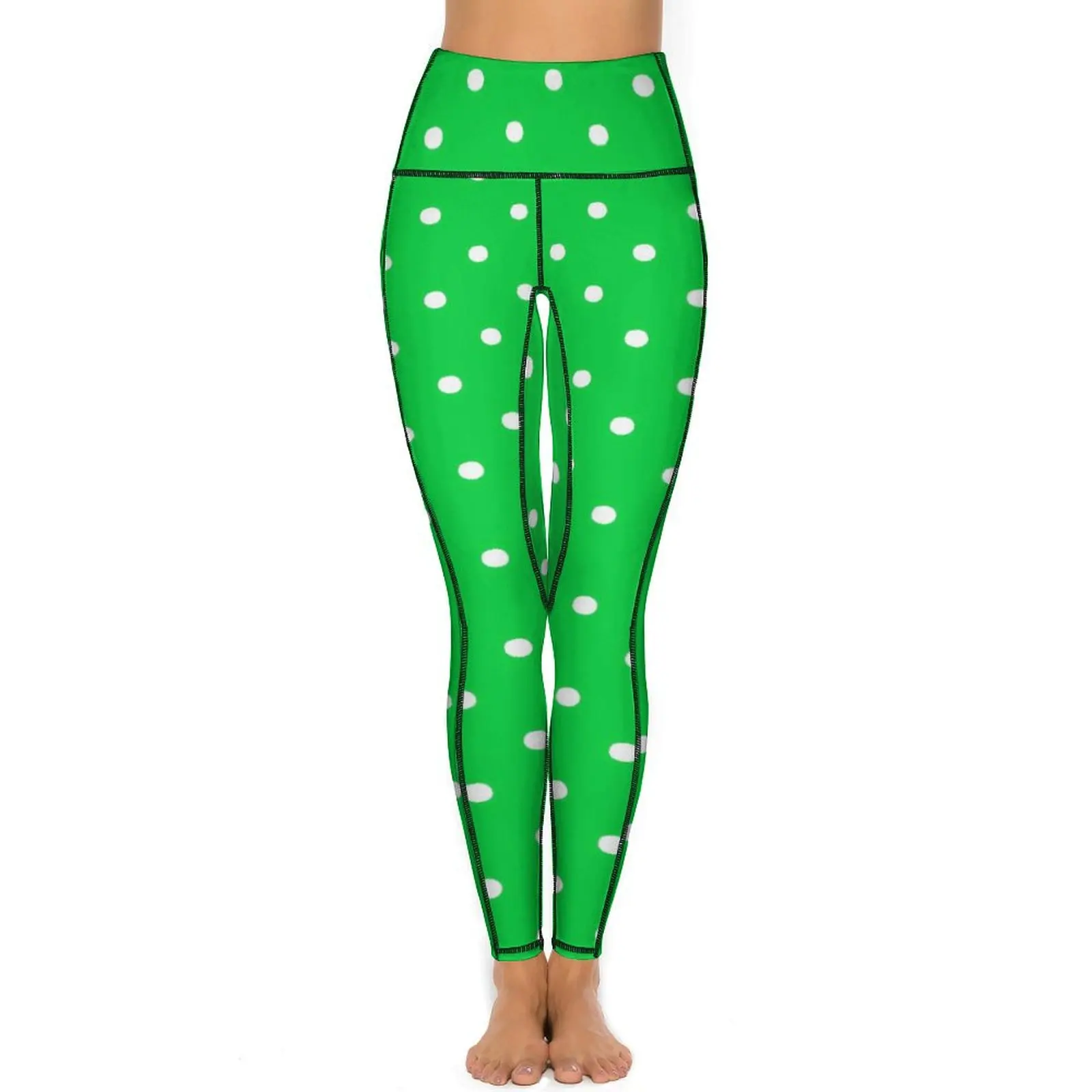 Polka Dots Yoga Pants Sexy Green and White Graphic Leggings Push Up Fitness Running Leggins Female Sweet Stretch Sports Tights