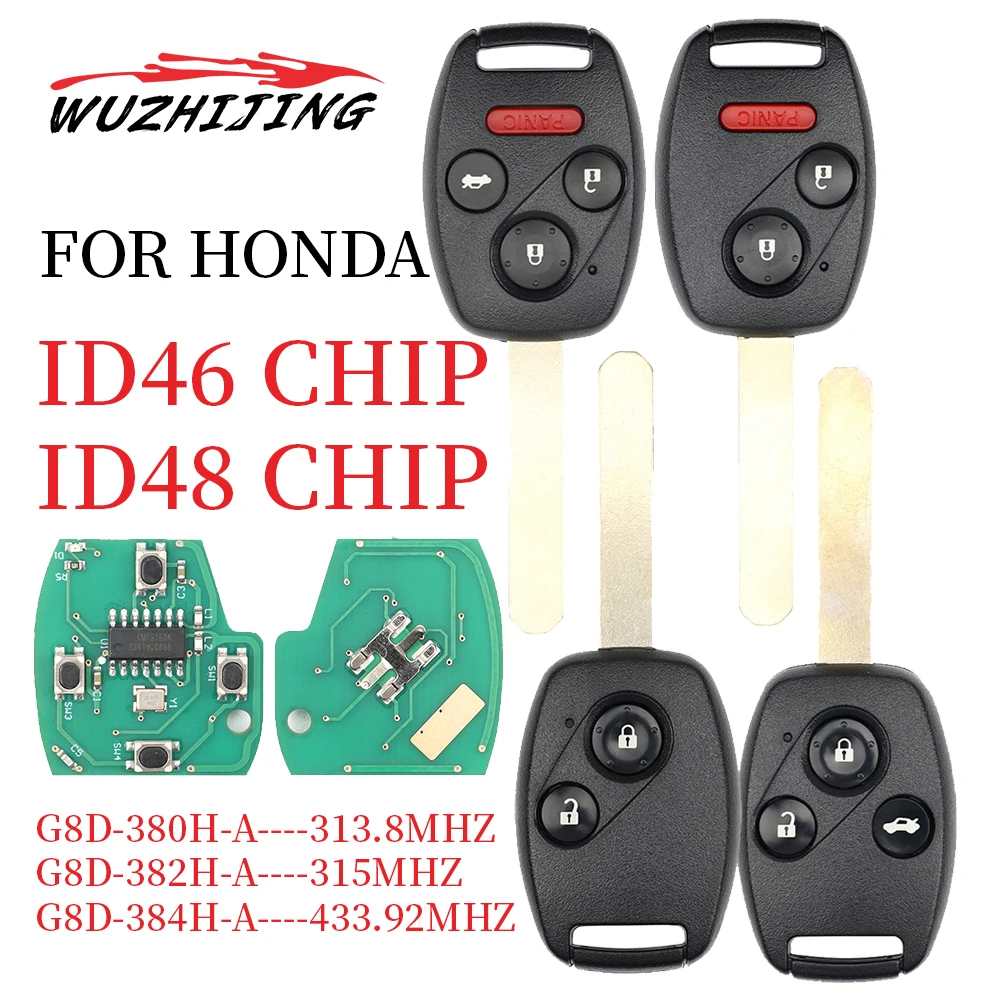 

WZJ 2/3/2+1/4 Buttons Car Key 313.8MHZ OUCG8D-380H-A With ID46 Chip Remote Control Key For Honda Accord 2003-2007