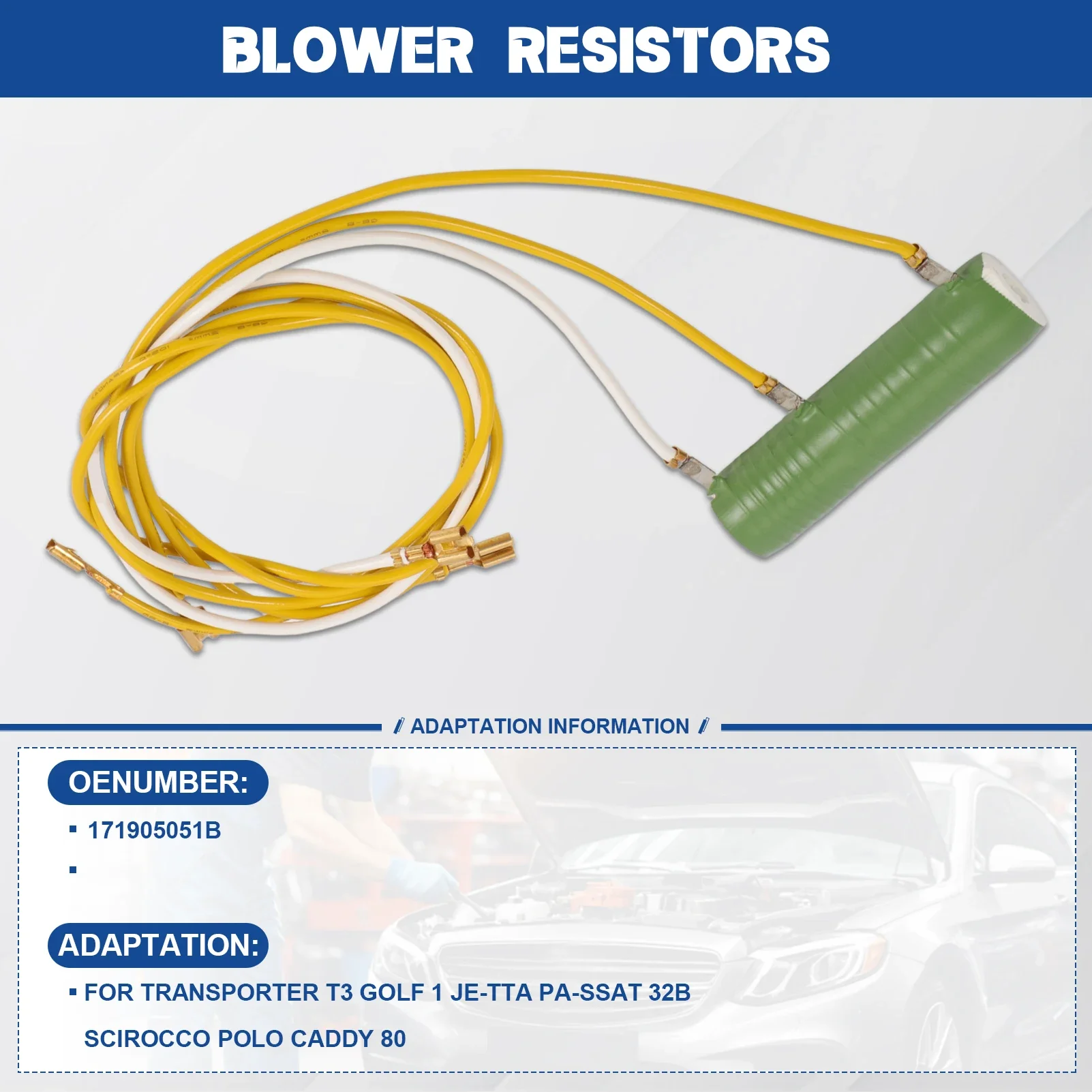 

Fan Motor Resistor 171905051B Controller Fan Heating Resistor for Golf 1 Je-tta Pa-ssat 32B Scirocco Polo 1 Caddy 1 80