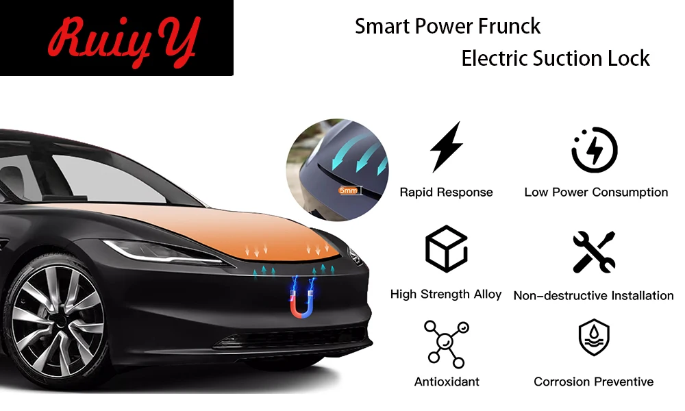Für Tesla Modell 3 Y S X Highland 2025 Elektrische Saug-Front-Kofferraumschließer Power Frunk Elektrische Soft Closing Automatische Sperre – Detail 1
